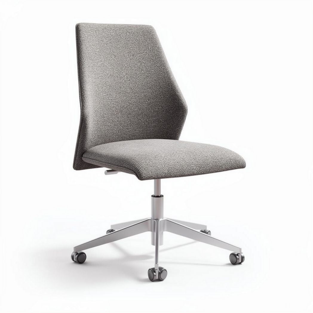 Chaise de bureau ergonomique en tissu gris avec roulettes et base en aluminium 45 x 55 x 90cm