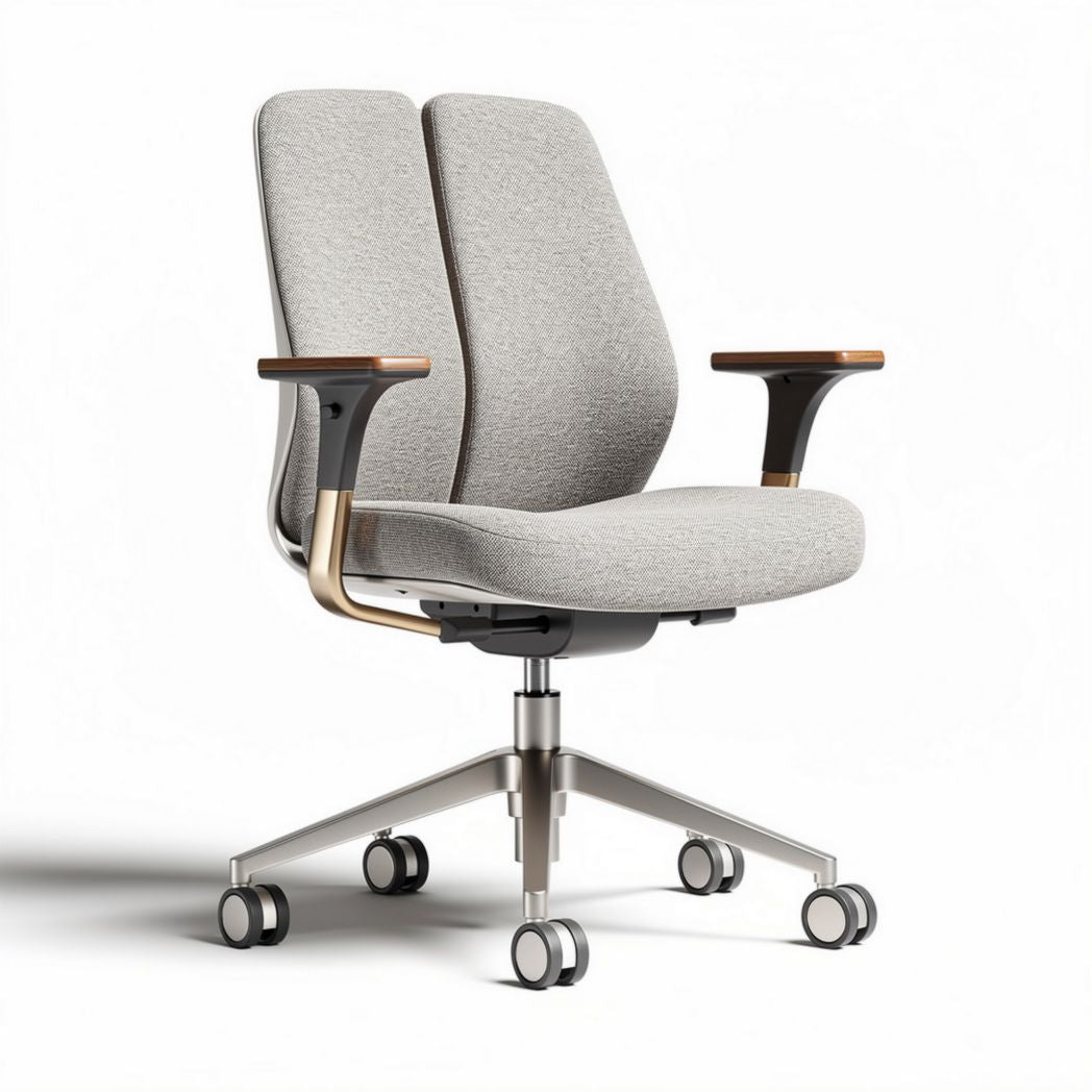 Chaise de bureau ergonomique avec accoudoirs en bois coloris gris dimensions 60 x 60 x 100cm