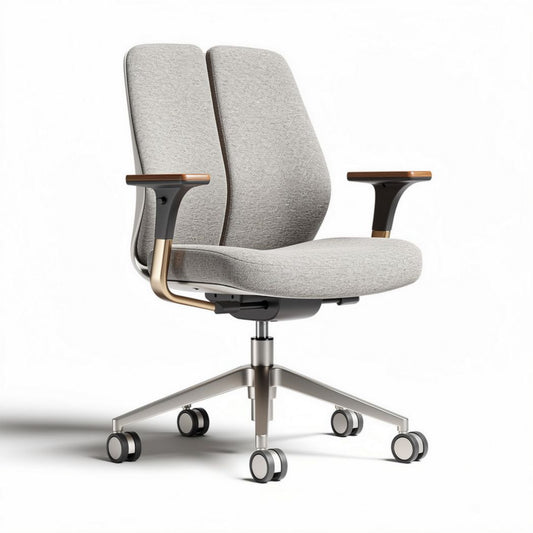 Chaise de bureau ergonomique avec accoudoirs en bois coloris gris dimensions 60 x 60 x 100cm