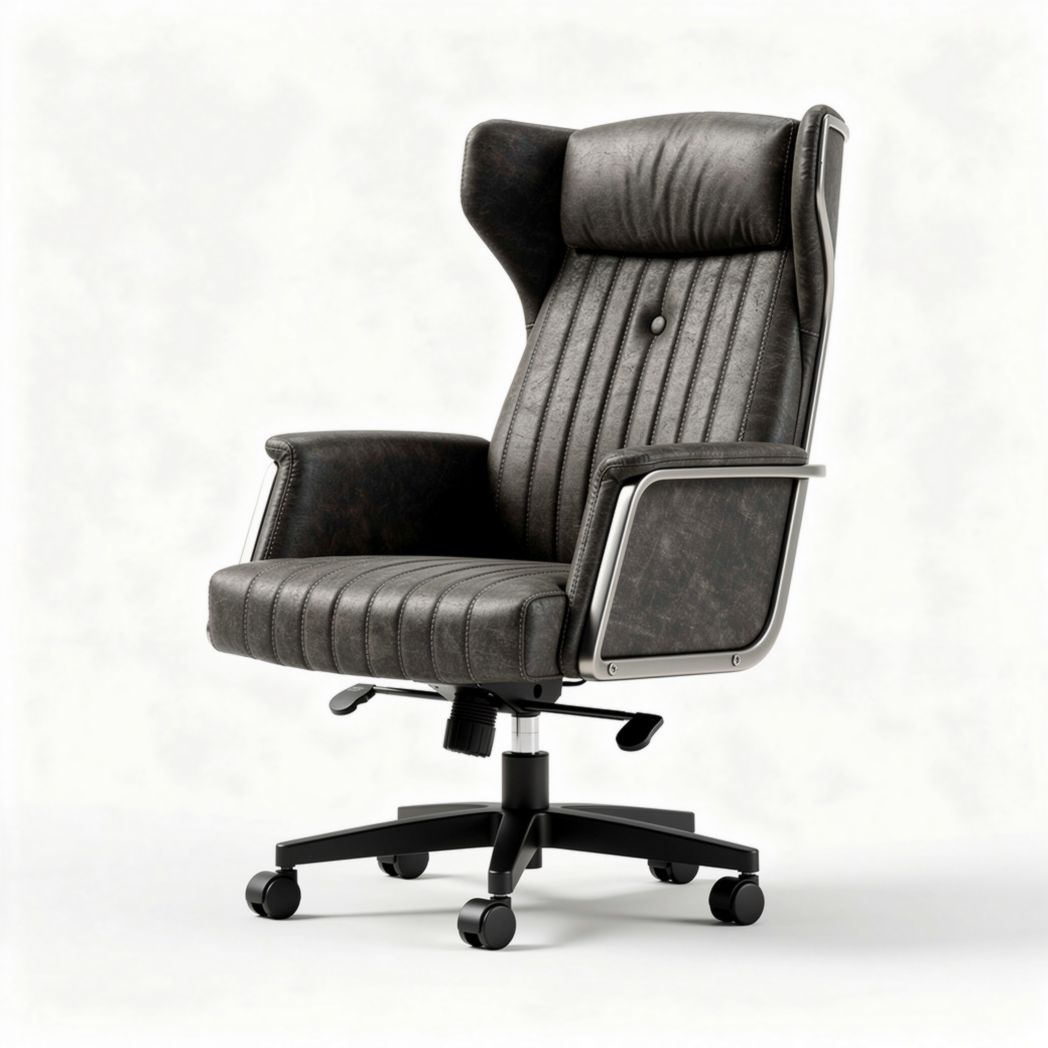 Chaise de bureau en simili cuir noir avec accoudoirs réglables 70 x 65 x 120cm
