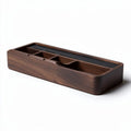 Organisateur de bureau en bois sombre pour stylos et fournitures 30 x 10 x 5cm