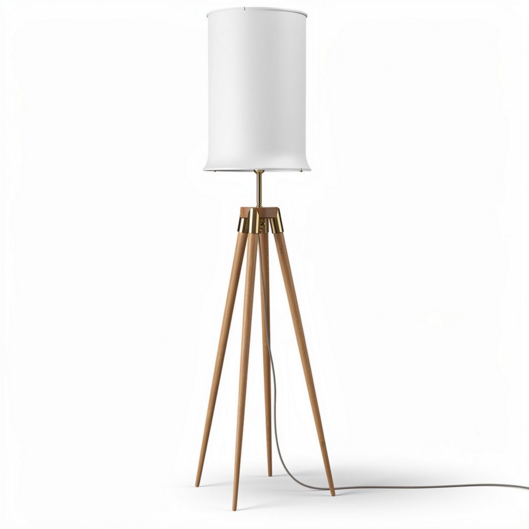 Lampadaire sur pied en bois avec abat-jour blanc 20 x 20 x 150cm
