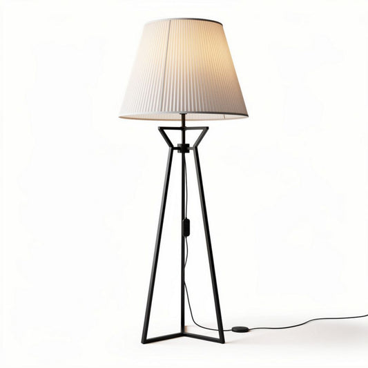 Lampe sur pied en métal noir avec abat-jour en tissu blanc 30 x 30 x 150cm