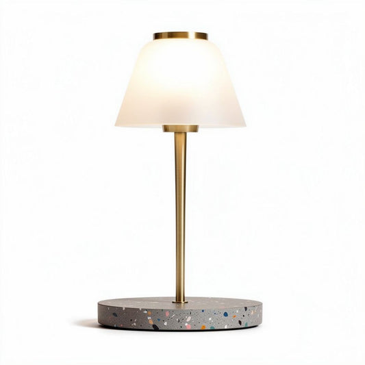 Lampe de table en béton avec abat-jour en verre blanc 30 x 20 x 50 cm