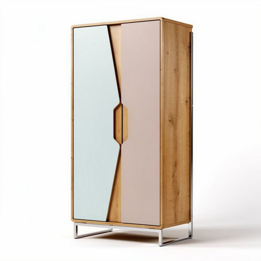 Armoire en bois avec finitions en verre miroir 70 x 40 x 140cm