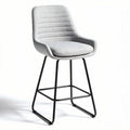 Chaise haute en tissu gris avec pieds en métal noir 45 x 45 x 100cm