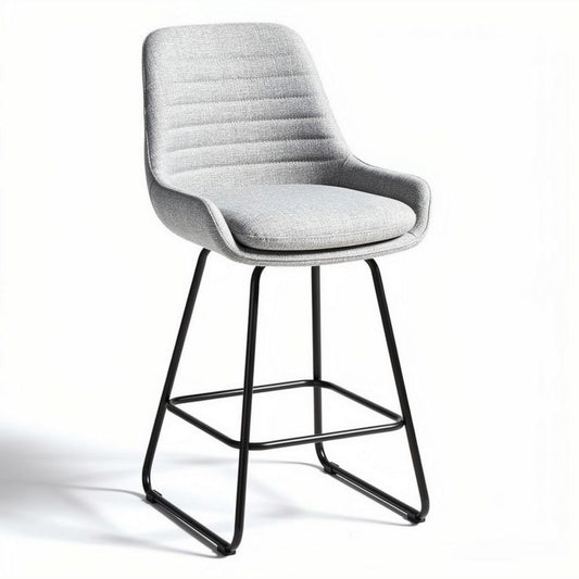 Chaise haute en tissu gris avec pieds en métal noir 45 x 45 x 100cm