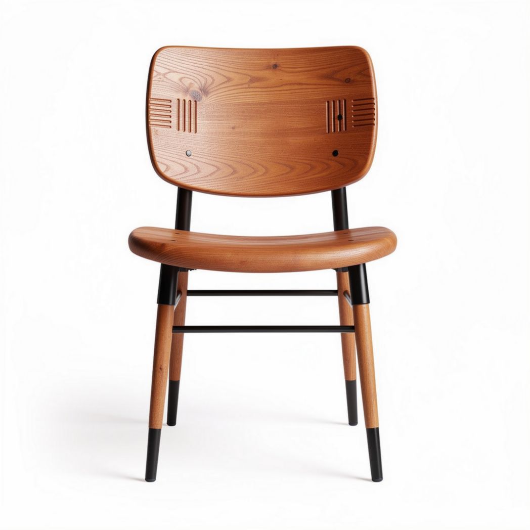 Chaise en bois massif couleur chêne avec structure métallique 42 x 47 x 80cm