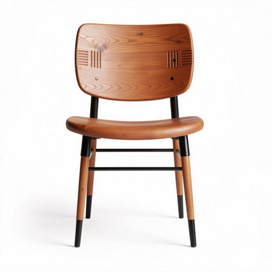Chaise en bois massif couleur chêne avec structure métallique 42 x 47 x 80cm