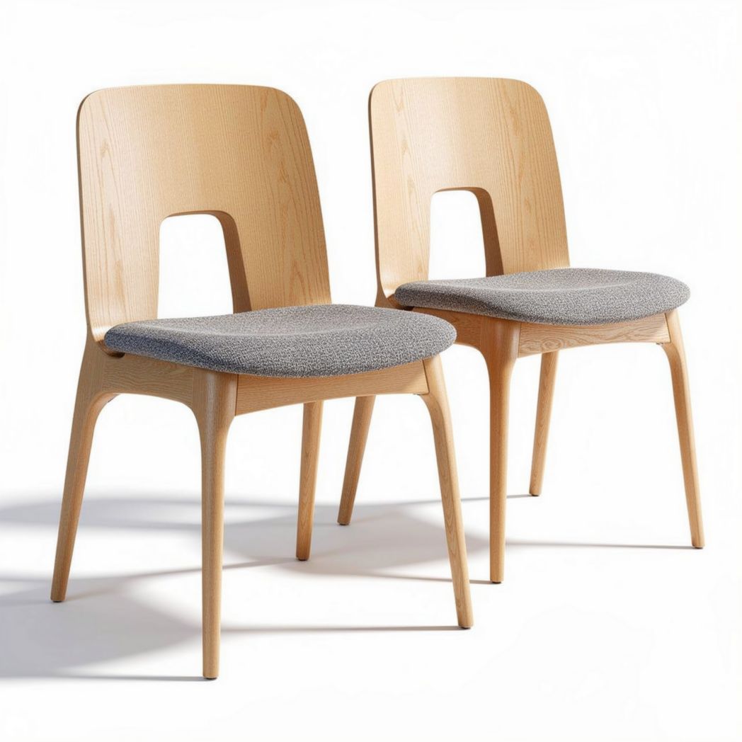 Chaise en bois avec assise en tissu gris dimensions 45 x 50 x 85 cm