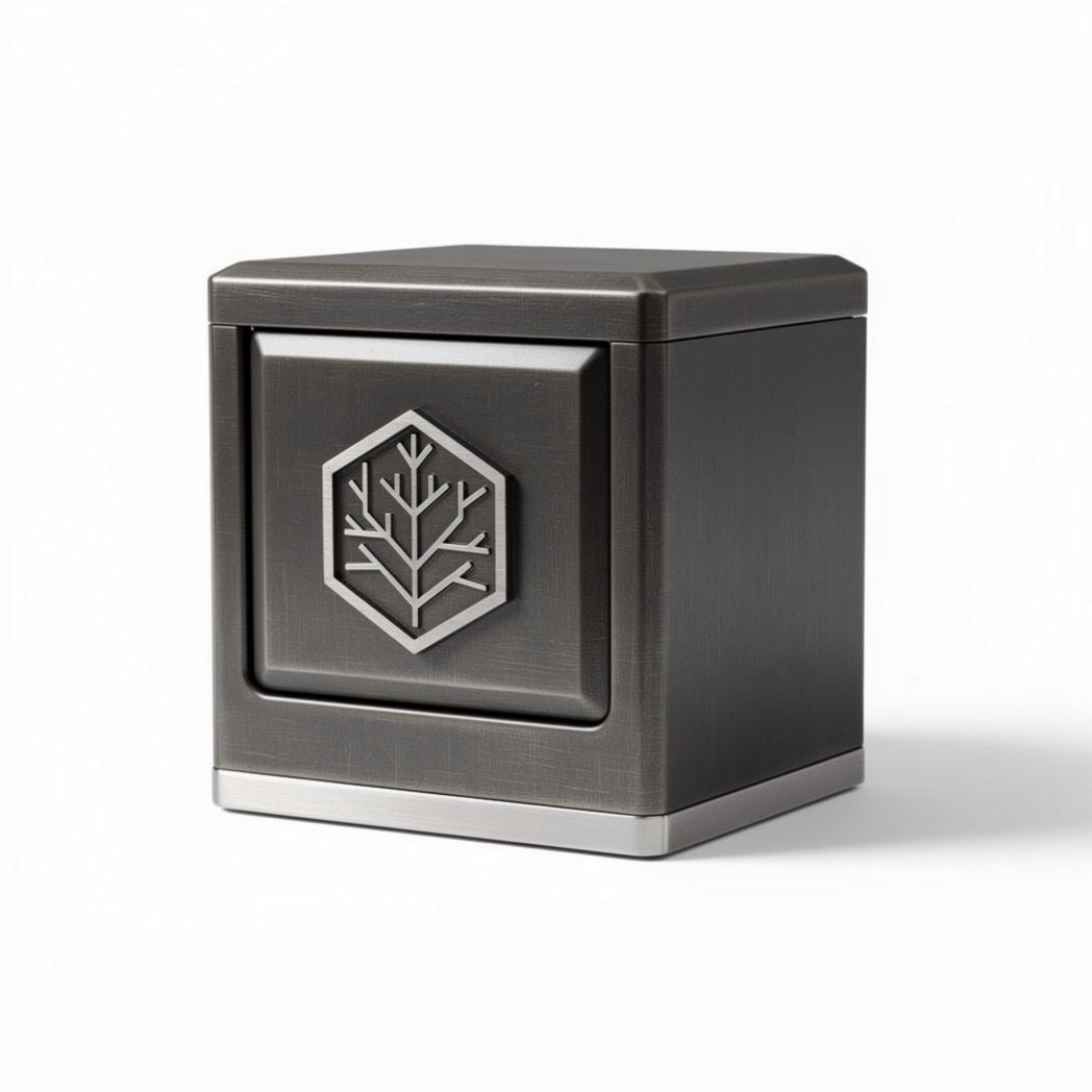 Boîte de rangement en métal noir de 20 x 20 x 20cm avec fermeture à glissière